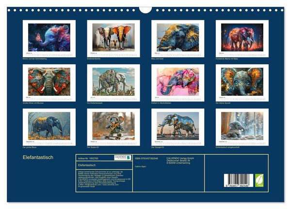 Produktbild: Elefantastisch (Wandkalender 2026 DIN A3 quer), CALVENDO Monatskalender