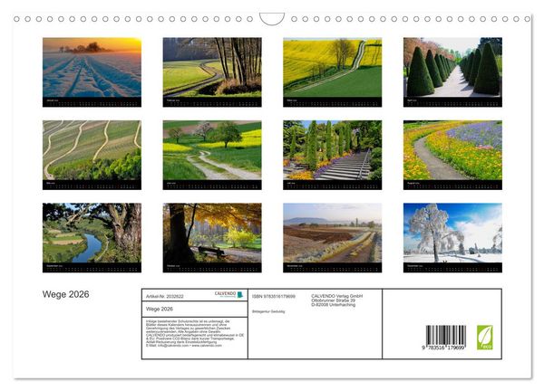 Produktbild: Wege 2026 (Wandkalender 2026 DIN A3 quer), CALVENDO Monatskalender