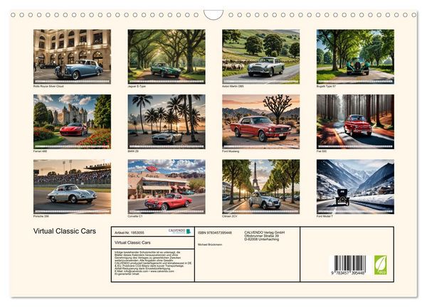 Produktbild: Virtual Classic Cars (Wandkalender 2026 DIN A3 quer), CALVENDO Monatskalender