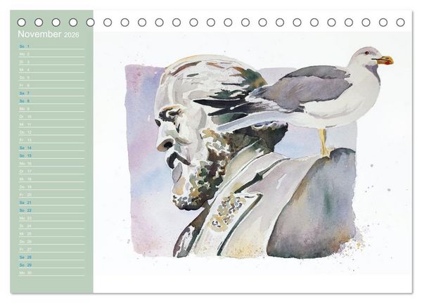 Produktbild: M&ouml;wen - Aquarelle von Julia Pasinski (Tischkalender 2026 DIN A5 quer), CALVENDO Monatskalender