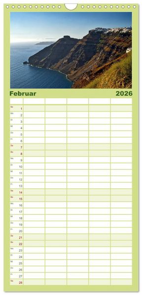 Produktbild: Familienplaner 2026 - Santorin - Perle der Kykladen mit 5 Spalten (Wandkalender, 21 x 45 cm) CALVENDO