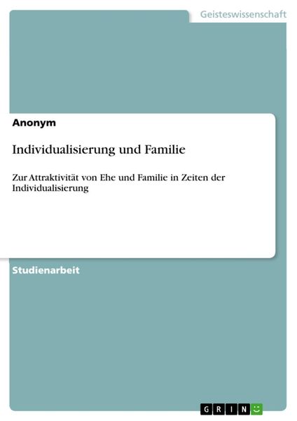 Produktbild: Individualisierung und Familie