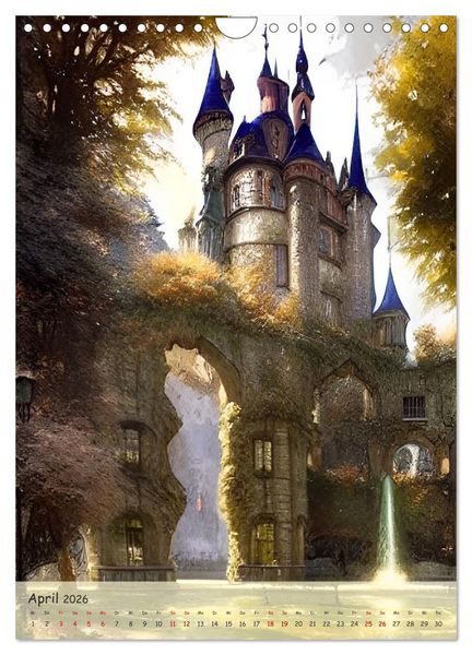 Produktbild: M&auml;rchenhafte Schl&ouml;sser - In den Jahreszeiten - Digitalart (Wandkalender 2026 DIN A4 hoch), CALVENDO Monatskalender