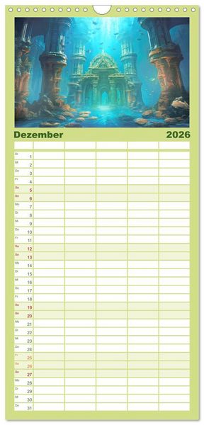 Produktbild: Familienplaner 2026 - Ruinen versunkener Kulturen - Fantasiebilder mit 5 Spalten (Wandkalender, 21 x 45 cm) CALVENDO