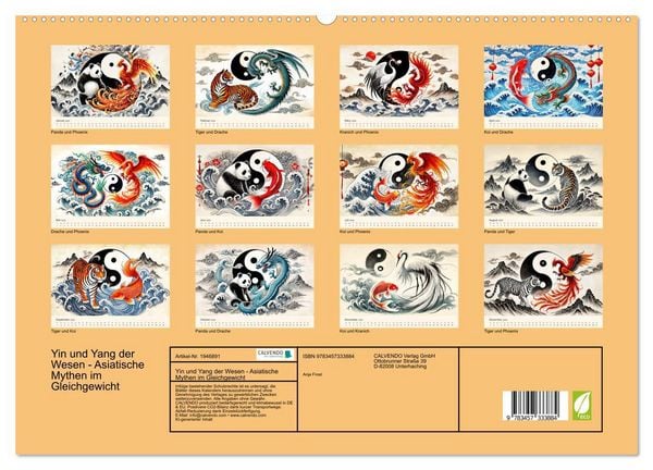 Produktbild: Yin und Yang der Wesen - Asiatische Mythen im Gleichgewicht (hochwertiger Premium Wandkalender 2026 DIN A2 quer), Kunstdruck in Hochglanz