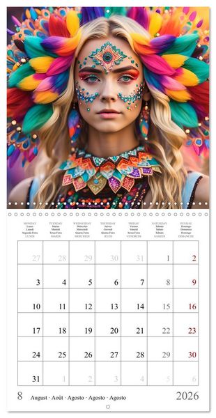 Produktbild: Facial colours - Artistic AI portraits (Wall Calendar 2026 12 &times; 12 Inch) CALVENDO 12 Month Wall Calendar