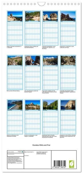 Produktbild: Familienplaner 2026 - Korsika Wild und Frei mit 5 Spalten (Wandkalender, 21 x 45 cm) CALVENDO
