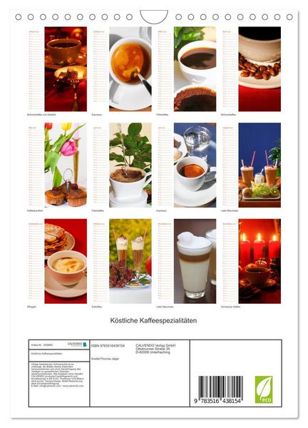 Produktbild: K&ouml;stliche Kaffeespezialit&auml;ten (Wandkalender 2026 DIN A4 hoch), CALVENDO Monatskalender
