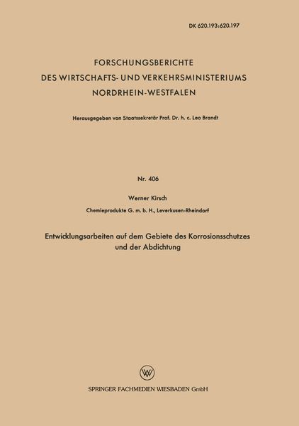 Produktbild: Entwicklungsarbeiten auf dem Gebiete des Korrosionsschutzes und der Abdichtung