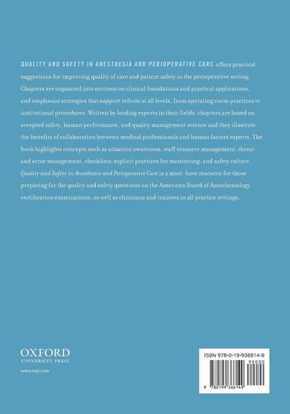 Produktbild: Quality and Safety in Anesthesia and Perioperative Care