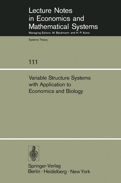 Produktbild: Variable Structure Systems with Application to Economics and Biology
