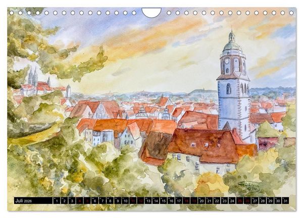 Produktbild: Dresden und das Elbtal - Ein Aquarellkalender von Claudia Pinkau (Wandkalender 2026 DIN A4 quer), CALVENDO Monatskalender