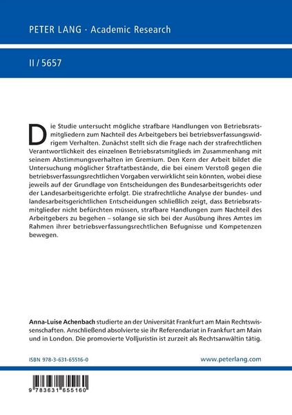 Produktbild: Zur Strafbarkeit von Betriebsratsmitgliedern