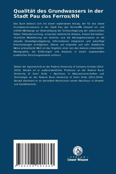 Produktbild: Qualit&auml;t des Grundwassers in der Stadt Pau dos Ferros/RN