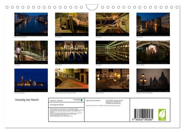 Produktbild: Venedig bei Nacht (Wandkalender 2026 DIN A4 quer), CALVENDO Monatskalender