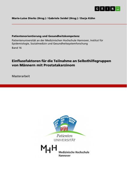 Produktbild: Einflussfaktoren f&uuml;r die Teilnahme an Selbsthilfegruppen von M&auml;nnern mit Prostatakarzinom