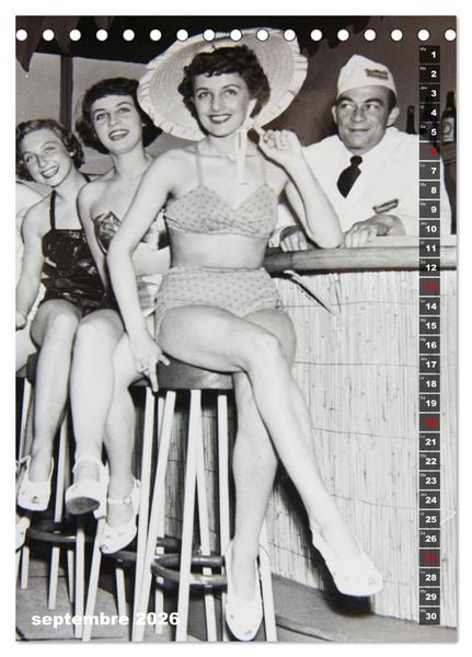 Produktbild: Deux mannequins des ann&eacute;es 1950 - Les jumelles Thea et Helga (Calendrier de bureau 2026 DIN A5 horizontal), CALVENDO calendrier mensuel