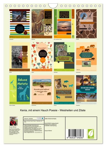 Produktbild: Kenia..mit einem Hauch Poesie - Weisheiten und Zitate (Wandkalender 2026 DIN A4 hoch), CALVENDO Monatskalender