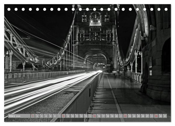 Produktbild: London in Schwarz-Wei&szlig; (Tischkalender 2026 DIN A5 quer), CALVENDO Monatskalender