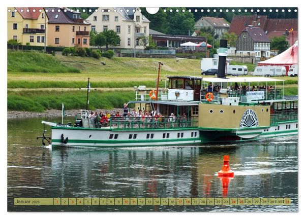 Produktbild: Seitenraddampfer &ndash; In Sachsen von K&ouml;nigstein bis Bad Schandau (Wandkalender 2026 DIN A3 quer), CALVENDO Monatskalender