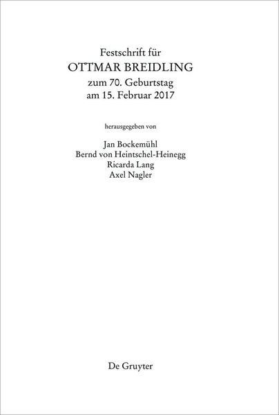 Produktbild: Festschrift f&uuml;r Ottmar Breidling zum 70. Geburtstag am 15. Februar 2017