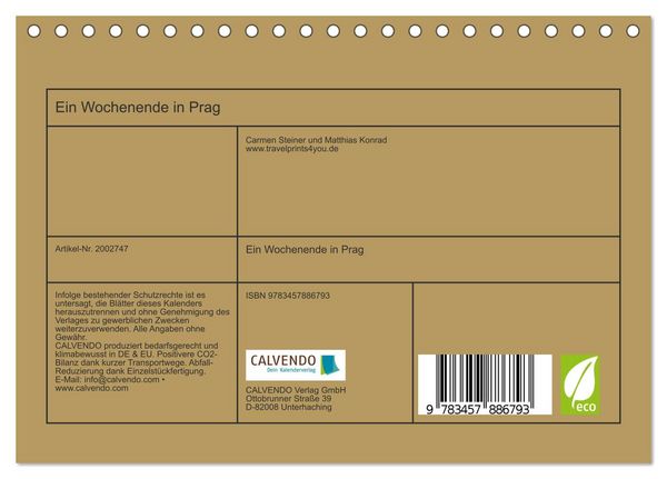 Produktbild: Ein Wochenende in Prag (Tischkalender 2026 DIN A5 quer), CALVENDO Monatskalender