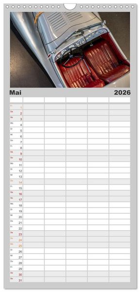 Produktbild: Familienplaner 2026 - Einsteigen, bitte! - Innenansichten automobiler Ikonen mit 5 Spalten (Wandkalender, 21 x 45 cm) CALVENDO