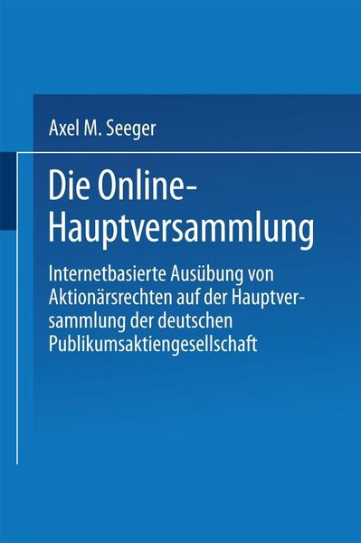 Produktbild: Die Online-Hauptversammlung