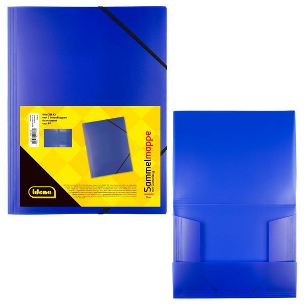 Idena Sammelmappe PP mit Gummizug transluzent blau DIN A3