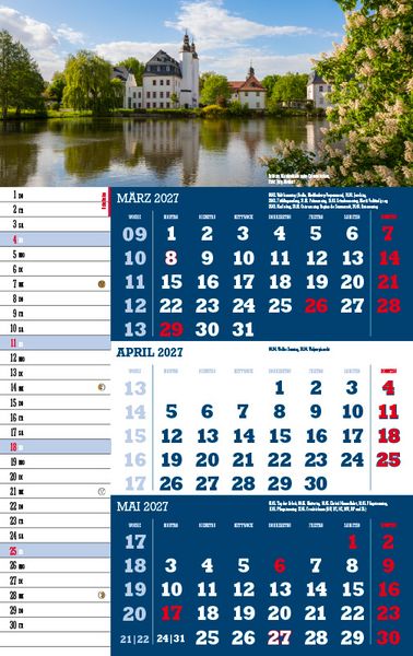 Produktbild: Drei-Monatskalender Sachsen 2027