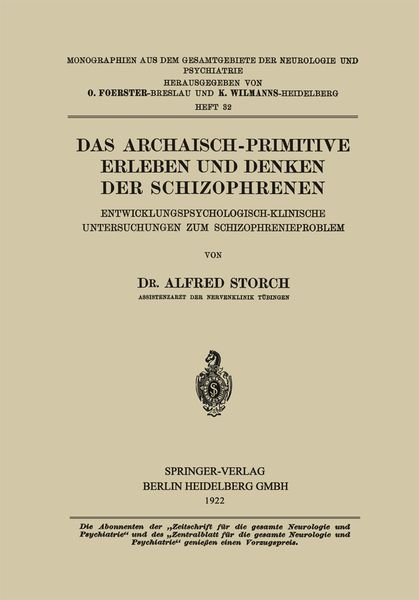 Produktbild: Das Archaisch-Primitive Erleben und Denken der Schizophrenen