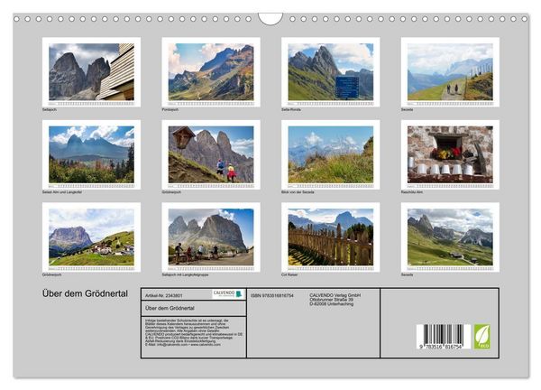 Produktbild: &Uuml;ber dem Gr&ouml;dnertal (Wandkalender 2027 DIN A3 quer), CALVENDO Monatskalender