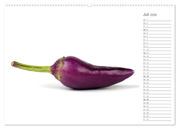 Produktbild: Echt scharf - Der Chili-K&uuml;chen-Planer (hochwertiger Premium Wandkalender 2026 DIN A2 quer), Kunstdruck in Hochglanz