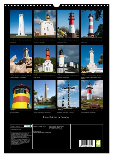 Produktbild: Leuchtt&uuml;rme in Europa (Wandkalender 2026 DIN A3 hoch), CALVENDO Monatskalender