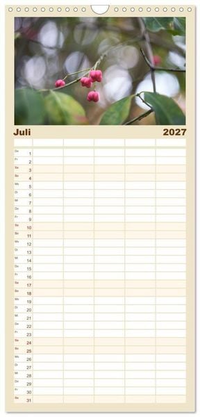 Produktbild: Familienplaner 2027 - Verbl&uuml;hte Sch&ouml;nheiten mit 5 Spalten (Wandkalender, 21 x 45 cm) CALVENDO