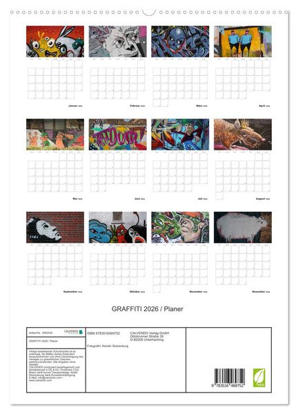 Produktbild: GRAFFITI 2026 / Planer (hochwertiger Premium Wandkalender 2026 DIN A2 hoch), Kunstdruck in Hochglanz