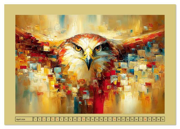 Produktbild: Majest&auml;ten der L&uuml;fte. Raubv&ouml;gel zwischen Himmel und Kunst (hochwertiger Premium Wandkalender 2026 DIN A2 quer), Kunstdruck in Hochglanz
