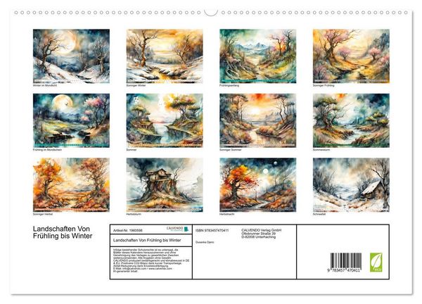 Produktbild: Landschaften Von Fr&uuml;hling bis Winter (hochwertiger Premium Wandkalender 2026 DIN A2 quer), Kunstdruck in Hochglanz