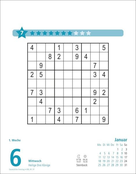 Produktbild: Stefan Heine Sudoku mittel bis schwierig Tagesabrei&szlig;kalender 2027