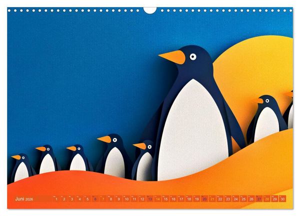 Produktbild: PINGUINE - modern Art (Wandkalender 2026 DIN A3 quer), CALVENDO Monatskalender