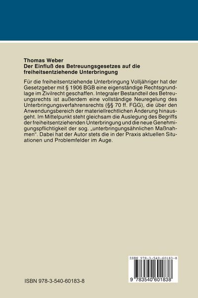 Produktbild: Der Einflu&szlig; des Betreuungsgesetzes auf die freiheitsentziehende Unterbringung