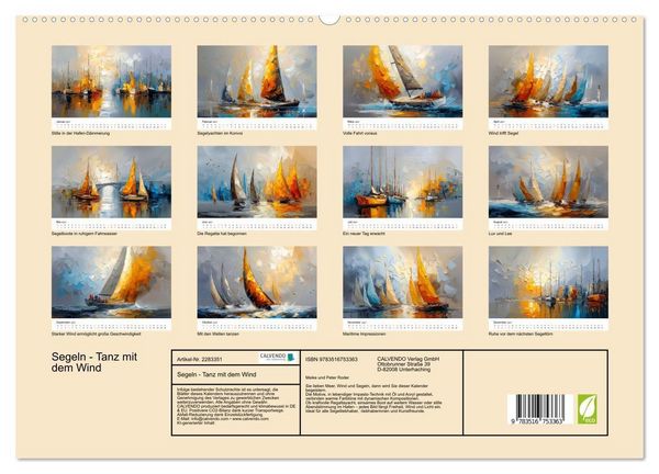 Produktbild: Segeln - Tanz mit dem Wind (hochwertiger Premium Wandkalender 2027 DIN A2 quer), Kunstdruck in Hochglanz