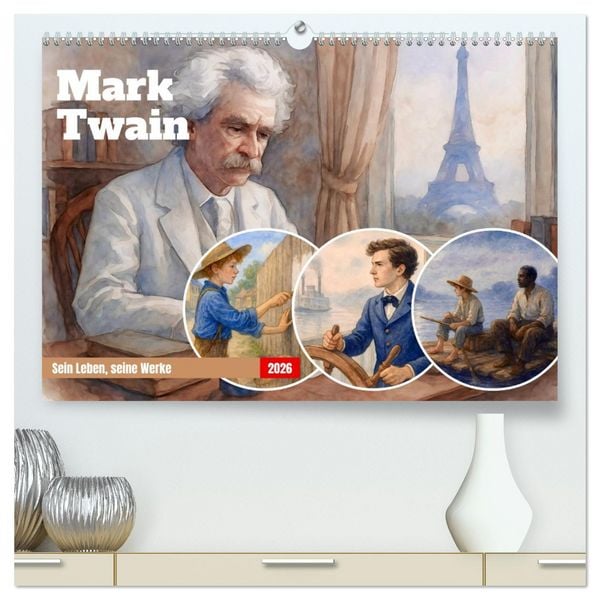 Produktbild: Mark Twain (hochwertiger Premium Wandkalender 2026 DIN A2 quer), Kunstdruck in Hochglanz