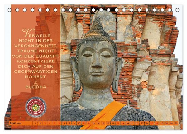 Produktbild: Unterwegs zur Erleuchtung Buddhistische Weisheiten (Tischkalender 2026 DIN A5 quer), CALVENDO Monatskalender