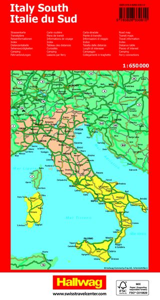 Produktbild: Hallwag Strassenkarte Italien S&uuml;d 1:650.000