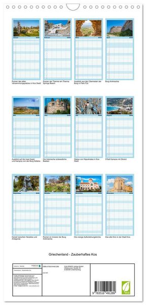 Produktbild: Familienplaner 2026 - Griechenland - Zauberhaftes Kos mit 5 Spalten (Wandkalender, 21 x 45 cm) CALVENDO