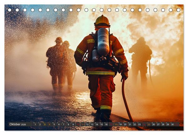 Produktbild: Im Bann der Rettung - Feuerwehr (Tischkalender 2026 DIN A5 quer), CALVENDO Monatskalender
