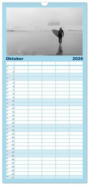 Produktbild: Familienplaner 2026 - Surfen - so cool mit 5 Spalten (Wandkalender, 21 x 45 cm) CALVENDO