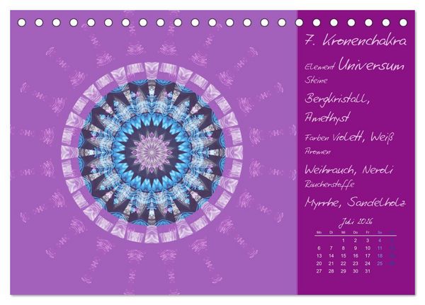 Produktbild: Kleine Chakrenlehre (Tischkalender 2026 DIN A5 quer), CALVENDO Monatskalender