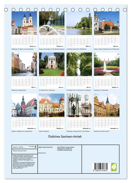 Produktbild: &Ouml;stliches Sachsen-Anhalt (Tischkalender 2026 DIN A5 hoch), CALVENDO Monatskalender